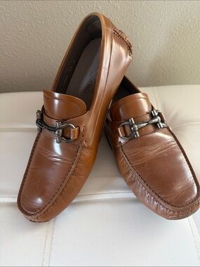 Ferragamo Men's Gancini Slip On Loafers - size 8 EE (extra wide)